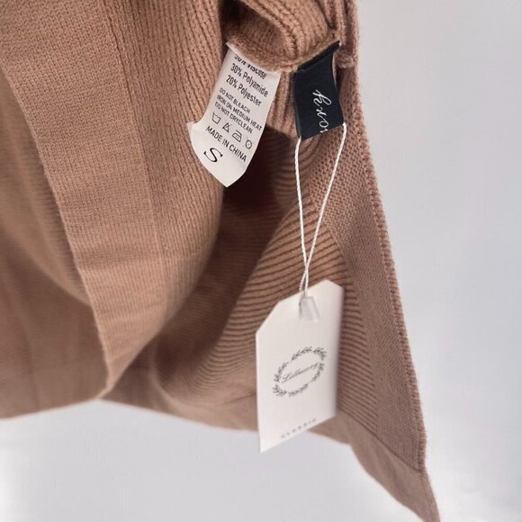 Lillusory Size S Tan Mock Neck Ribbed Knit Tunic Sweater - Picture 3 of 4